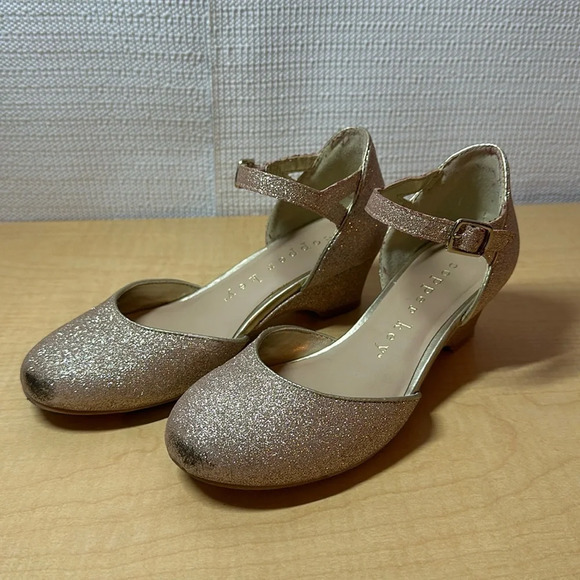 COPPER KEY Radiant Gold Glitter Girls Dress Shoes Size 1M - Picture 1 of 6